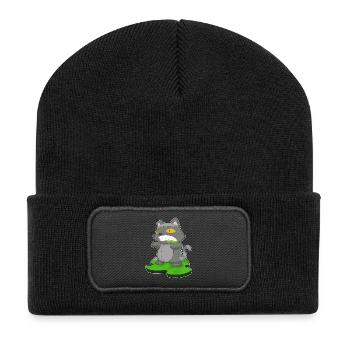 Cat Halloween Zombie - Recycled Patch Beanie - black - Front