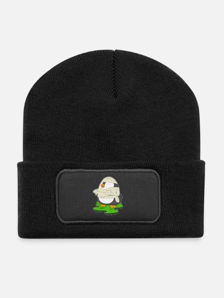 Pinguin Halloween Mumie - Recycelte Patch Beanie - Schwarz