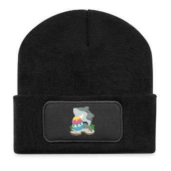 Hai Ostern Osterei - Recycelte Patch Beanie - Schwarz - Vorne