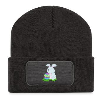Oeuf de Pâques lapin - Beanie recyclé à patch - charbon - Devant