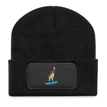 Giraffe Snowboarder Snowboard - Recycled Patch Beanie - black - Front