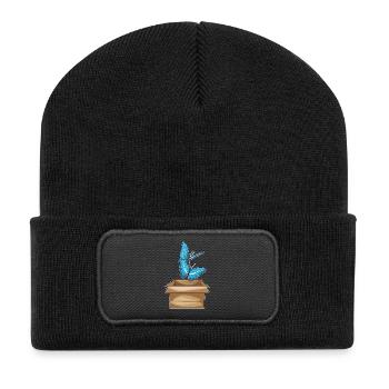 Carton papillon - Beanie recyclé à patch - noir - Devant
