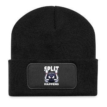 Split Happens Bowling Boule de bowling drôle deux quilles - Beanie recyclé à patch - noir - Devant