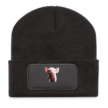 Pig Domestic Pig Pig Piglet Piggy - Recycled Patch Beanie - dark grey - Front