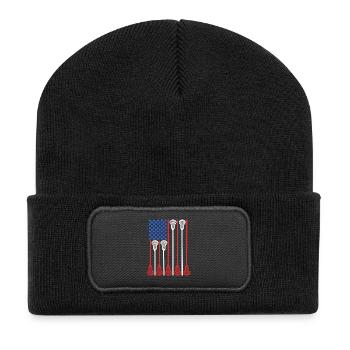 USA 4th of July Lacrosse - Recycled Patch Beanie - black - Front