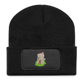 Dog Christmas Gingerbread Man - Recycled Patch Beanie - black - Front