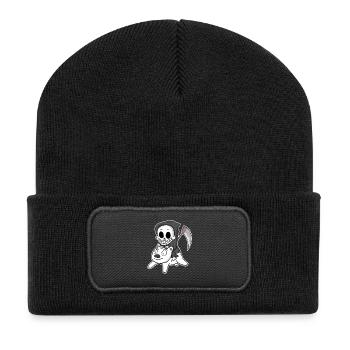 Sensenmann Eisbär Motiv - Recycelte Patch Beanie - Schwarz - Vorne