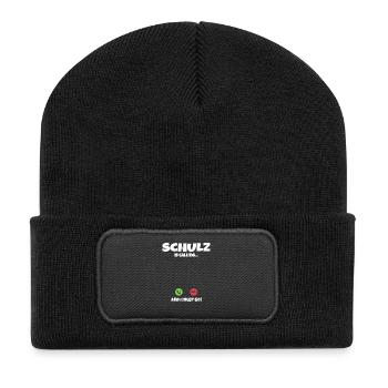Schulz is Calling and I Must Go Fun Quote - Recycelte Patch Beanie - Schwarz - Vorne