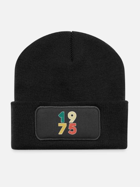 1975 - Jahrgang 1975 - Baujahr 1975 - Recycelte Patch Beanie - Schwarz