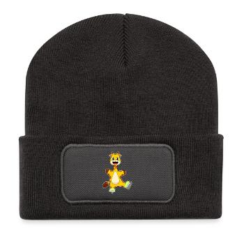 Giraffe Eislaufen Schlittschuhe - Recycelte Patch Beanie - Dunkelgrau - Vorne