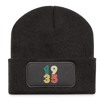 1935 - Jahrgang 1935 - Baujahr 1935 - Recycelte Patch Beanie - Dunkelgrau - Vorne
