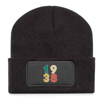 1938 - Jahrgang 1938 - Baujahr 1938 - Recycelte Patch Beanie - Dunkelgrau - Vorne