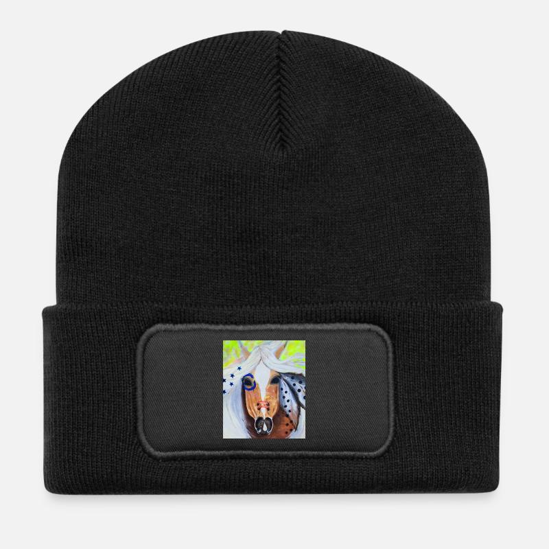 Free Spirit - Wildpferd - Recycelte Patch Beanie - Schwarz