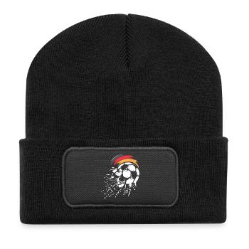 Fußball Team Deutschland Ball Explosion Grafik - Recycelte Patch Beanie - Schwarz - Vorne