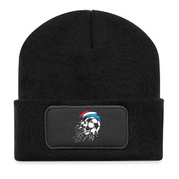 Fußball Niederlande Ball Explosion Team Holland - Recycelte Patch Beanie - Schwarz - Vorne