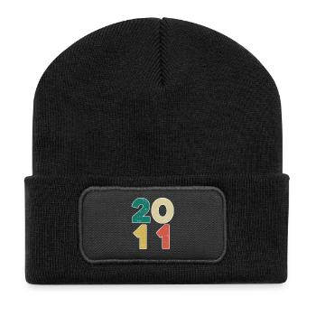 2011 - Jahrgang 2011 - Baujahr 2011 - Recycelte Patch Beanie - Schwarz - Vorne