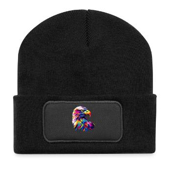 Aigle Pop Art Couleurs vives Aigle royal Pygargue à queue blanche - Beanie recyclé à patch - noir - Devant
