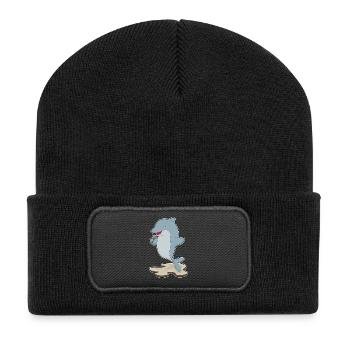 Dolphin Singer Microphone Singing - Recycled Patch Beanie - black - Front