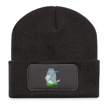 Seehund Golf Golfschläger - Recycelte Patch Beanie - Dunkelgrau - Vorne