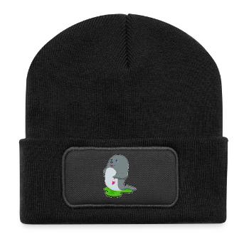 Seehund Maler Pinsel Malen - Recycelte Patch Beanie - Schwarz - Vorne