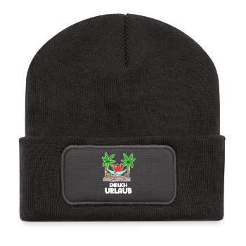 Urlaub Ferien Frei - Recycelte Patch Beanie - Dunkelgrau - Vorne
