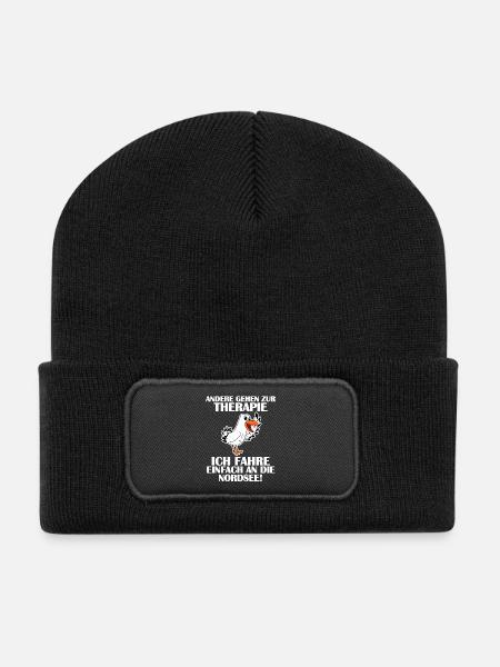 Nordsee Spruch Möwe - Recycelte Patch Beanie - Schwarz
