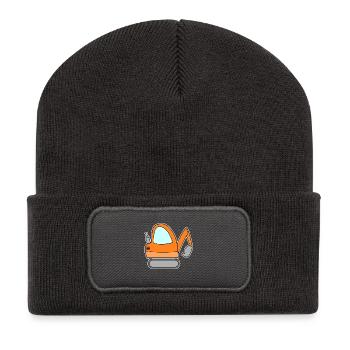 Bagger Baustelle Baggerfahrer - Recycelte Patch Beanie - Dunkelgrau - Vorne
