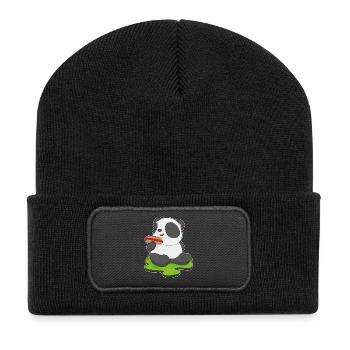 Panda Hotdog - Recycelte Patch Beanie - Schwarz - Vorne