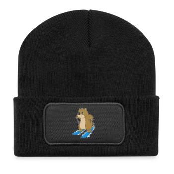Otter Skifahrer Ski - Recycelte Patch Beanie - Schwarz - Vorne
