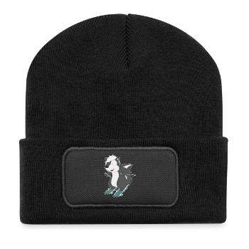 Stinktier Skifahrer Ski - Recycelte Patch Beanie - Schwarz - Vorne