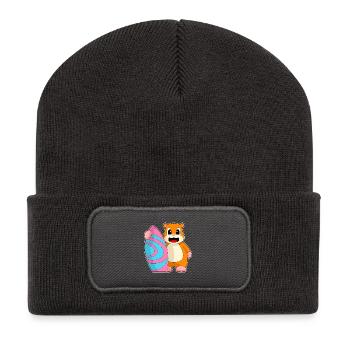 Été de surf sur planche de surf pour hamsters - Beanie recyclé à patch - charbon - Devant