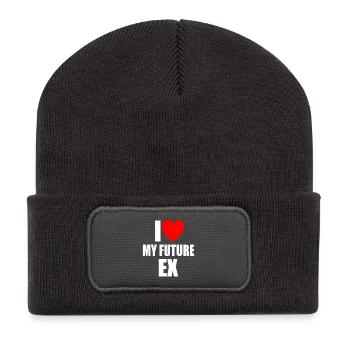 Ich liebe meinen zukünftigen Ex - Recycelte Patch Beanie - Dunkelgrau - Vorne
