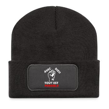 Fist of protest inspiring message of solidarity - Recycled Patch Beanie - dark grey - Front