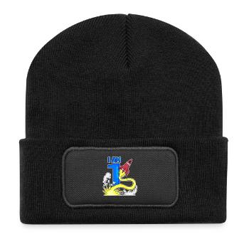 1 Year Birthday Boy Gift - Recycled Patch Beanie - black - Front