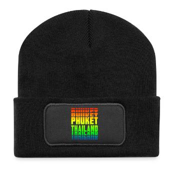 Phuket Thailand rainbow design - Recycled Patch Beanie - black - Front