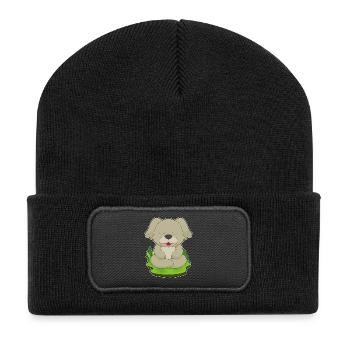 Hund Yoga Fitness Meditation - Recycelte Patch Beanie - Schwarz - Vorne