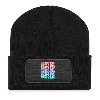 Meyer Retro Familie Nachname Geschenk - Recycelte Patch Beanie - Schwarz - Vorne
