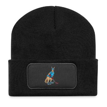 Känguru Eishockey Eishockeyschläger - Recycelte Patch Beanie - Schwarz - Vorne