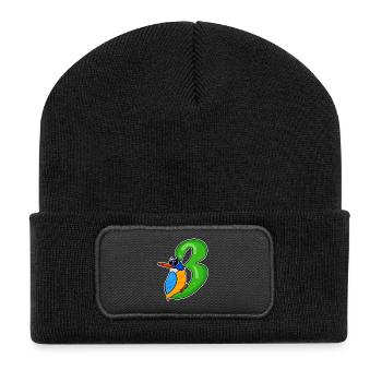 3ème anniversaire motif martin-pêcheur - trois ans - Beanie recyclé à patch - noir - Devant