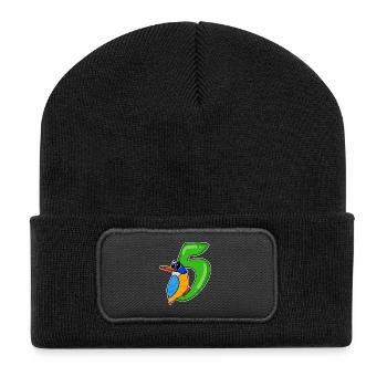 5th Birthday Motif Bird - 5 years - Recycled Patch Beanie - black - Front