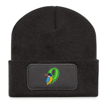 9th Birthday Motif Bird - 9 Years - Recycled Patch Beanie - dark grey - Front