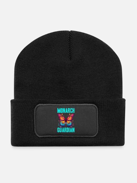 Monarch Guardian Butterfly - Recycled Patch Beanie - black