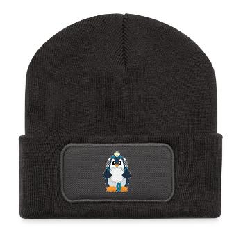 Stéthoscope Penguin Doctor - Beanie recyclé à patch - charbon - Devant