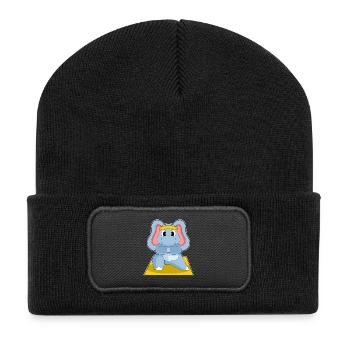 Elefant Yoga Fitness Gymnastik - Recycelte Patch Beanie - Schwarz - Vorne