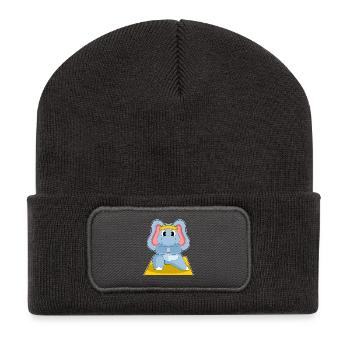 Elefant Yoga Fitness Gymnastik - Recycelte Patch Beanie - Dunkelgrau - Vorne