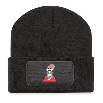 Hase Yoga Fitness Gymnastik - Recycelte Patch Beanie - Dunkelgrau - Vorne