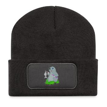 Pêche au poisson-taupe - Beanie recyclé à patch - charbon - Devant