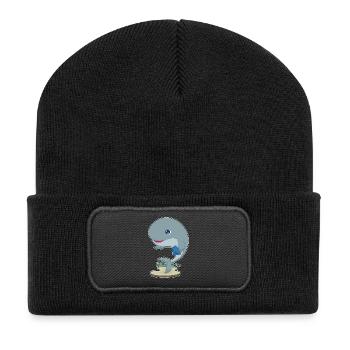 Whale Poker Poker Card Game - Recycled Patch Beanie - black - Front