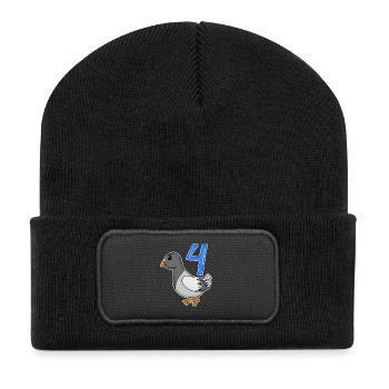 Motif 4ème anniversaire colombe - quatre ans - Beanie recyclé à patch - noir - Devant