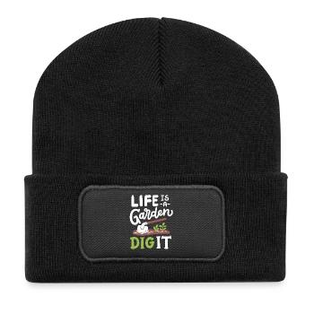 Garten Gartenarbeit - Recycelte Patch Beanie - Schwarz - Vorne
